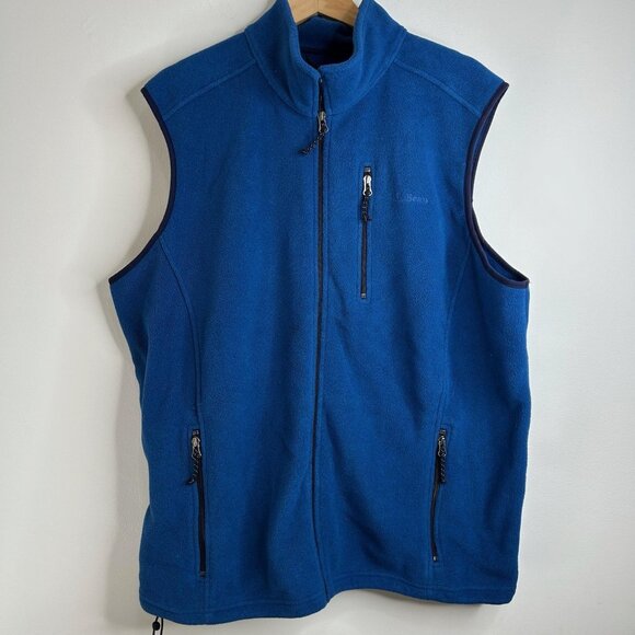 LL Bean Fleece Vest Mens XXL Tall Blue Full Zip Chest Pocket Outdoor Warm - Picture 1 of 8